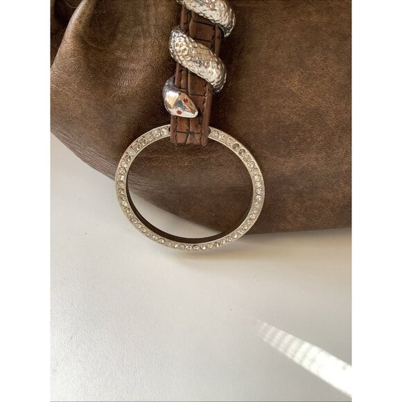 Blue Elegance Vintage Croc Bling Rhinestones & Silver Snake Rockabilly Purse - Picture 5 of 10